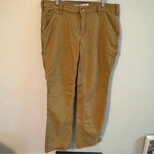 CARHARTT Women's Work Pants CARPENTER Tan Khaki Loose Fit Size 12